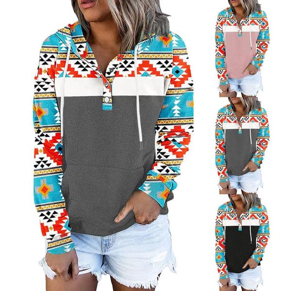 women's hoodies & sweatshirts fashion stitching printed hoodie for women streetwear hooded sweatshirt button drawstring pocket casual p, Black
women's hoodies & sweatshirts fashion stitching printed hoodie for women streetwear hooded sweatshirt button drawstring pocket casual p, Black