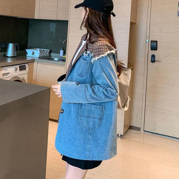 women's vests 2021spring autumn jacket women single-breasted long sleeve irregular coat cowboy splicing casual slim female costume outw, Black;white
women's vests 2021spring autumn jacket women single-breasted long sleeve irregular coat cowboy splicing casual slim female costume outw, Black;white