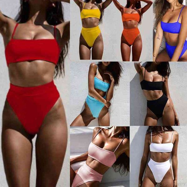 womens 2 pcs bikini set cami strap bandeau swimsuit high waisted cheeky thong solid color bathing suit wholesales, White;black
womens 2 pcs bikini set cami strap bandeau swimsuit high waisted cheeky thong solid color bathing suit wholesales, White;black
