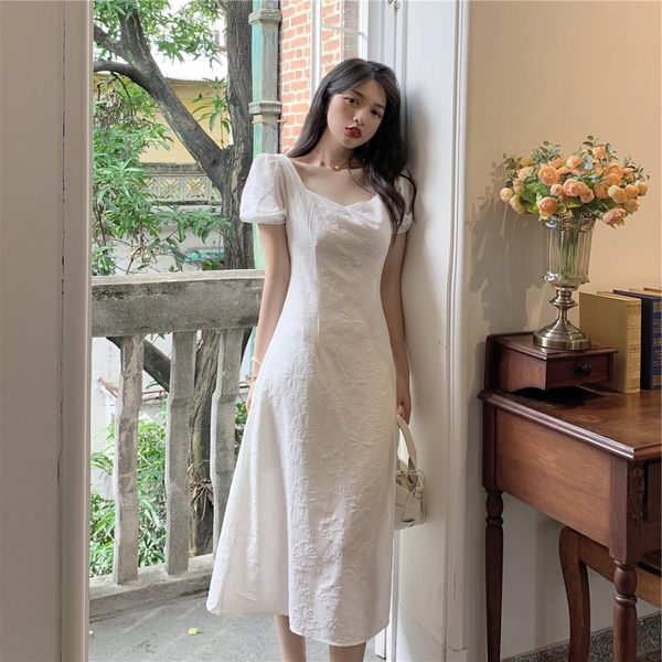 personality girl solid white long dresses women summer puff sleeve square collar backless double bow lace-up loose dress 210514, Black;gray
personality girl solid white long dresses women summer puff sleeve square collar backless double bow lace-up loose dress 210514, Black;gray
