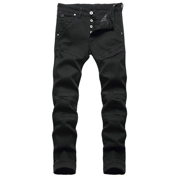 men's jeans stretch motor&biker autumn holes stitching black slim-fit denim pants locomotive style streetwear, Blue
men's jeans stretch motor&biker autumn holes stitching black slim-fit denim pants locomotive style streetwear, Blue