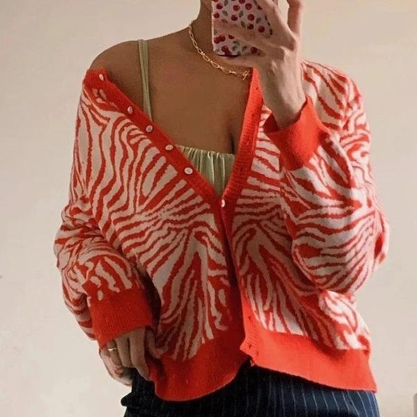 women's knits & tees women zabra striped printed knitted cardigan o-neck long sleeve office ladies sweater streetwear fashion 2021 autu, White
women's knits & tees women zabra striped printed knitted cardigan o-neck long sleeve office ladies sweater streetwear fashion 2021 autu, White