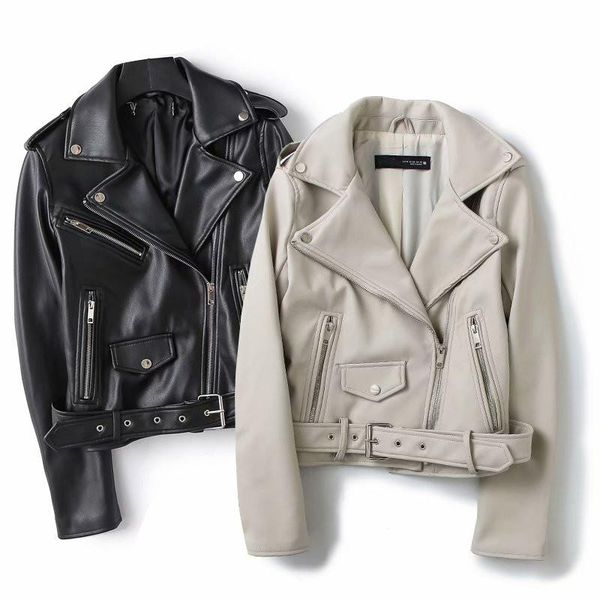 women's leather & faux jacket women turn-down collar rivet zipper black biker coats clothes
women's leather & faux jacket women turn-down collar rivet zipper black biker coats clothes