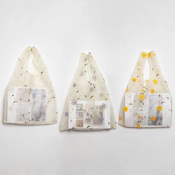 storage bags 1pc female flower embroidery hand bag organzer casual tote mesh shopping woman handbags 3colors
storage bags 1pc female flower embroidery hand bag organzer casual tote mesh shopping woman handbags 3colors
