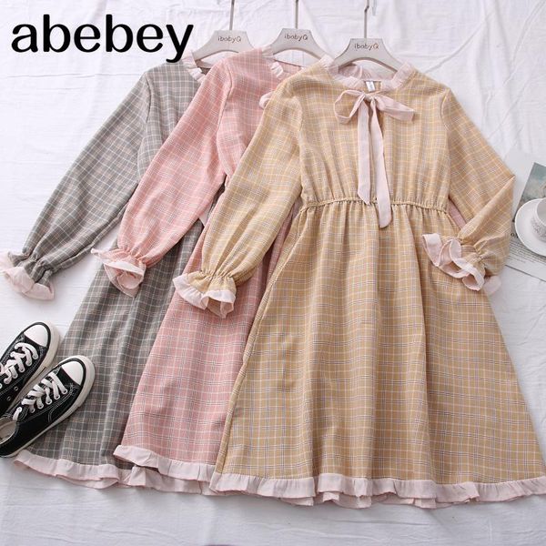 spring women sweet bow collar puff sleeve a-line dress high waist slim flared plaid casual dresses, Black;gray
spring women sweet bow collar puff sleeve a-line dress high waist slim flared plaid casual dresses, Black;gray