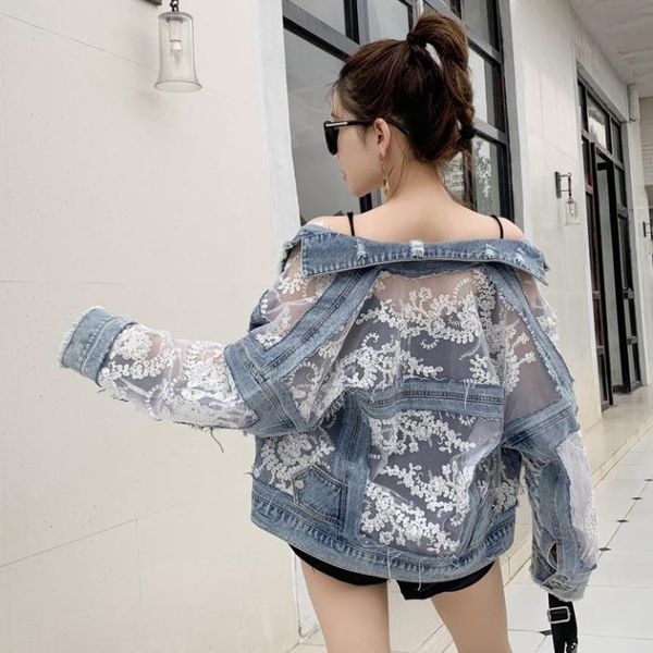 women's jackets 2021 summer long sleeve large size jeans coat loose lace stitching perspective jacket ladies denim, Black;brown
women's jackets 2021 summer long sleeve large size jeans coat loose lace stitching perspective jacket ladies denim, Black;brown