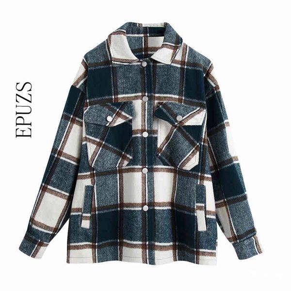 fashion green plaid shirt jacket women oversized coat long sleeve thick plaid coat casual chic jacket plus size outwear 210430, Black;brown
fashion green plaid shirt jacket women oversized coat long sleeve thick plaid coat casual chic jacket plus size outwear 210430, Black;brown