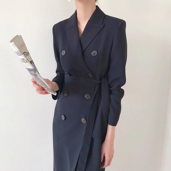 dress spring autumn fashion chic korean office lady brief bandage long women elegant ol work wear vintage blazer dresses robe x67w, Black;gray
dress spring autumn fashion chic korean office lady brief bandage long women elegant ol work wear vintage blazer dresses robe x67w, Black;gray