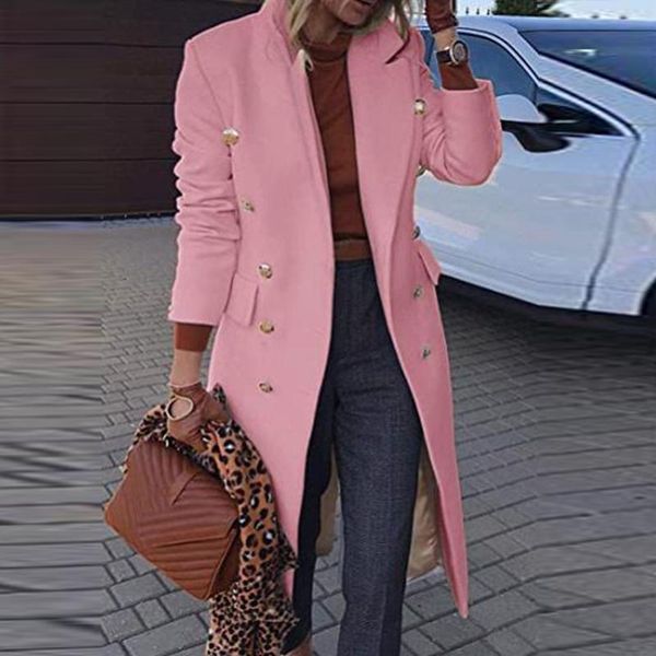 women's wool & blends elegant solid color coat women fashion mid-length pocket lapel long sleeve jacket office lady simple chic outwear, Black
women's wool & blends elegant solid color coat women fashion mid-length pocket lapel long sleeve jacket office lady simple chic outwear, Black