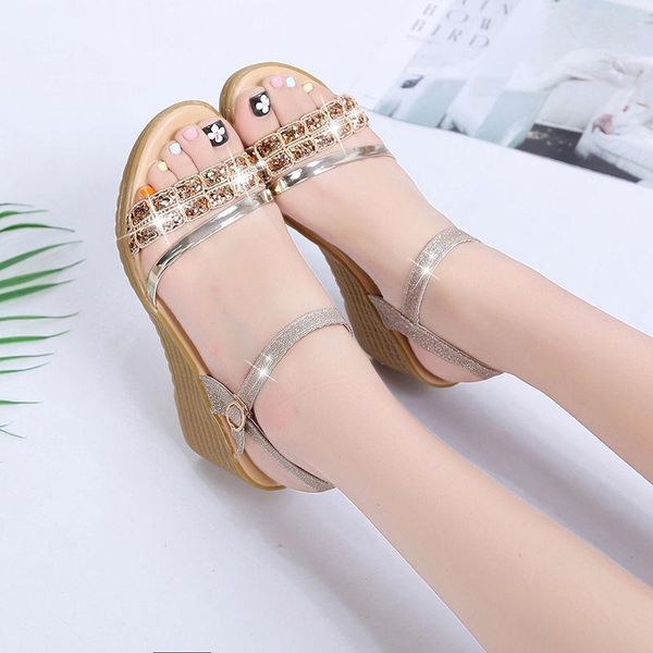 35-40 size summer women shoes 7cm heel height wedges open toe sandals princess fashion easy match student, Black
35-40 size summer women shoes 7cm heel height wedges open toe sandals princess fashion easy match student, Black