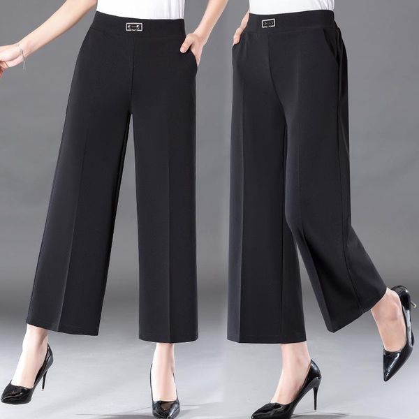 middle-aged women wide leg pants spring summer high waist elasticity ankle-length female casual loose women's & capris, Black;white
middle-aged women wide leg pants spring summer high waist elasticity ankle-length female casual loose women's & capris, Black;white