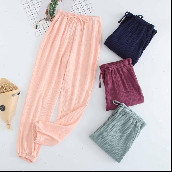 couples cotton gauze crepe women sleepwear pyjamas spring and summer pajama pants clothing breathable loose sleep home clothes, Black;red
couples cotton gauze crepe women sleepwear pyjamas spring and summer pajama pants clothing breathable loose sleep home clothes, Black;red