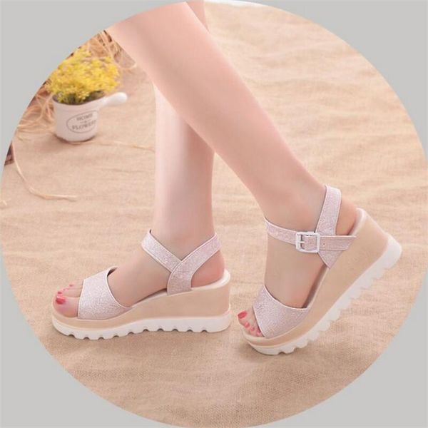 summer women's sandals muffin thick bottom wedge with waterproof platform student buckle a button female, Black
summer women's sandals muffin thick bottom wedge with waterproof platform student buckle a button female, Black