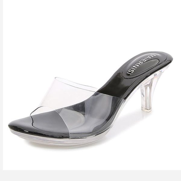 women casual crystal mid-heel sandals and slippers low heel 6.5cm transparent daily shopping brand shoes, Black
women casual crystal mid-heel sandals and slippers low heel 6.5cm transparent daily shopping brand shoes, Black