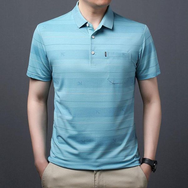 men's polos male middle-aged and elderly dad wears summer clothes with pockets ice mercerized cotton half-sleeved shirt, White;black
men's polos male middle-aged and elderly dad wears summer clothes with pockets ice mercerized cotton half-sleeved shirt, White;black