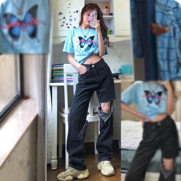 women's jeans 2021 spring and summer black high waist slimming ins mopping trousers, Blue
women's jeans 2021 spring and summer black high waist slimming ins mopping trousers, Blue