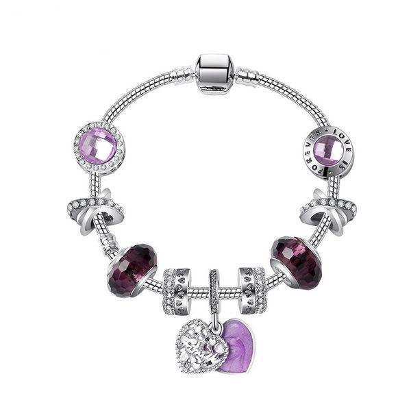 925 sterling silver charm bead fit european pandora bracelets for women diy purple crystal heart charm beads snake chain fashion jewelry, Golden;silver
925 sterling silver charm bead fit european pandora bracelets for women diy purple crystal heart charm beads snake chain fashion jewelry, Golden;silver