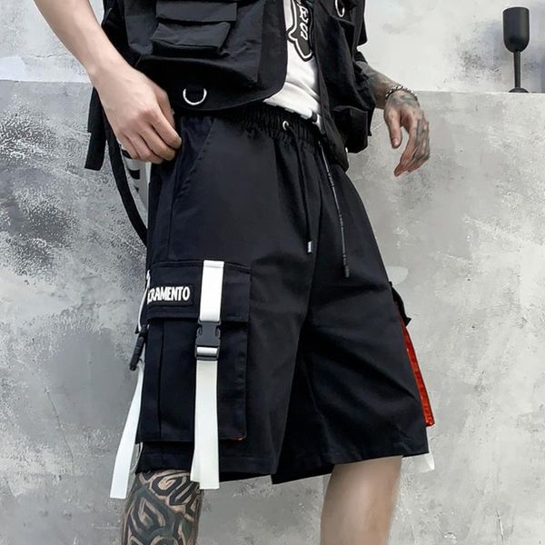 men's shorts mens loose summer cargo jogger streetwear hip hop punk black ribbons sweatshorts, White;black
men's shorts mens loose summer cargo jogger streetwear hip hop punk black ribbons sweatshorts, White;black