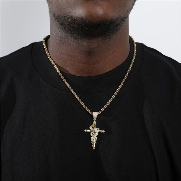 pendant necklaces hip hop bling iced out cubic zirconia stone micro paved cross snake pendants with 4mm rope chain men charm jewelry, Silver
pendant necklaces hip hop bling iced out cubic zirconia stone micro paved cross snake pendants with 4mm rope chain men charm jewelry, Silver