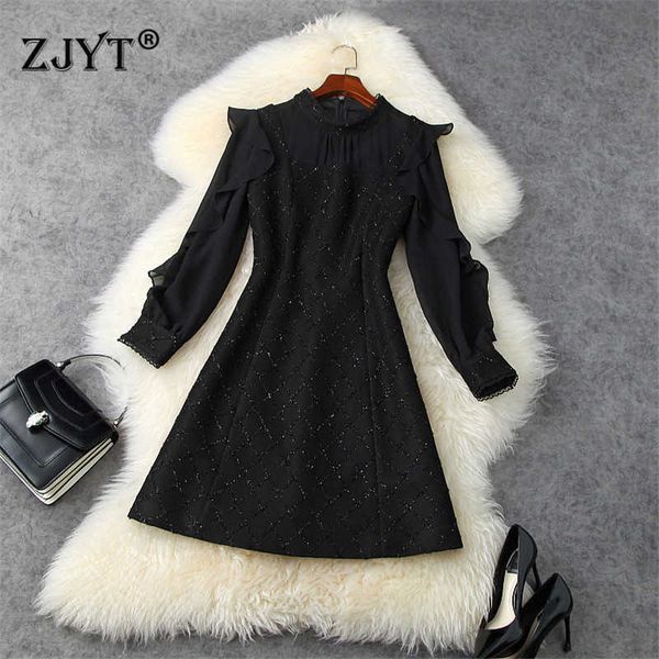 spring autumn elegant ruffle chiffon patchwork dress women clothes full sleeve designers short black party robe femme vestidos 210601, Black;gray
spring autumn elegant ruffle chiffon patchwork dress women clothes full sleeve designers short black party robe femme vestidos 210601, Black;gray