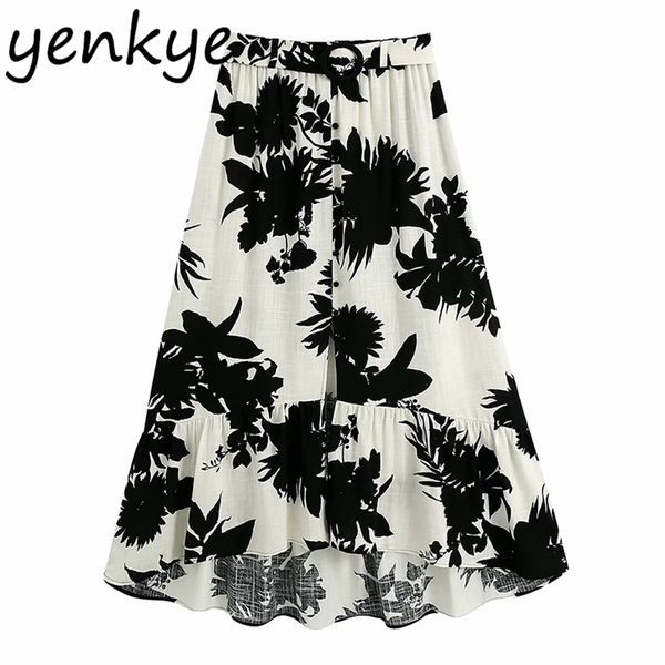 vintage printed midi skirt women slits asymmetrical hem with belt a-line high waist fashion lady summer faldas mujer 210514, Black
vintage printed midi skirt women slits asymmetrical hem with belt a-line high waist fashion lady summer faldas mujer 210514, Black