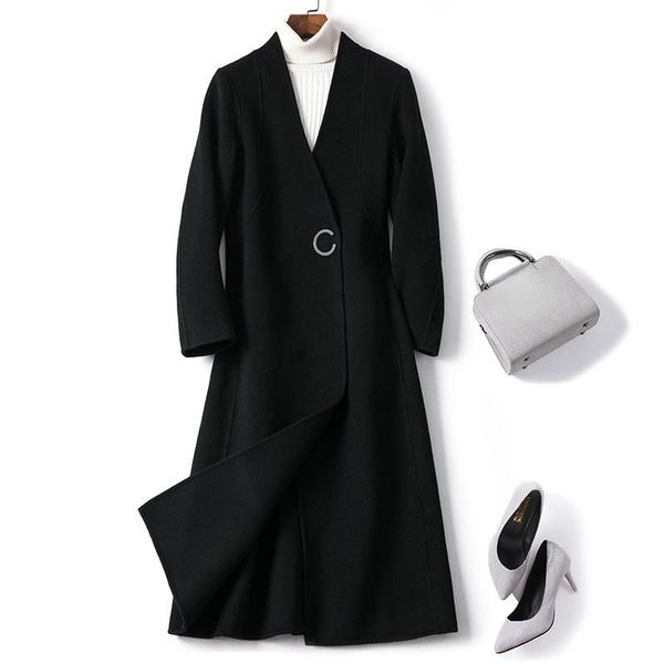 women's wool & blends autumn coat female double-faced woolen coats fashion spring long jacket clothes manteau femme hiver gmm140, Black
women's wool & blends autumn coat female double-faced woolen coats fashion spring long jacket clothes manteau femme hiver gmm140, Black