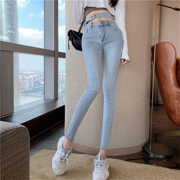 fashion korean personality skinny stretch jeans women's high waist slim slimming simple and versatile pencil pants, Blue
fashion korean personality skinny stretch jeans women's high waist slim slimming simple and versatile pencil pants, Blue