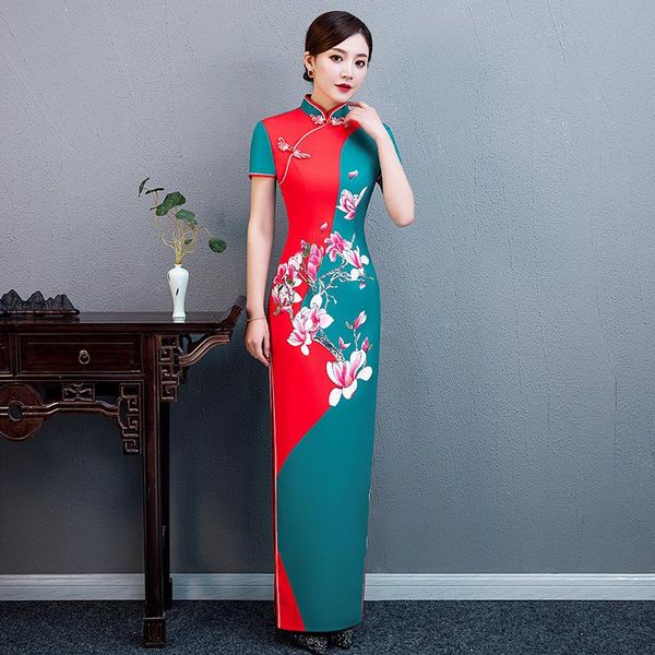 elegant chinese mandarin collar cheongsam orientale women satin flower prined short sleeve handmade button qipao oversize 5xl ethnic clothin, Red
elegant chinese mandarin collar cheongsam orientale women satin flower prined short sleeve handmade button qipao oversize 5xl ethnic clothin, Red