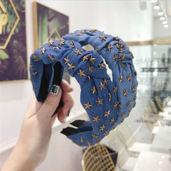 high-end hair accessories women denim fabric drilling stars knotted headband fashion girl band scarf headwear1
high-end hair accessories women denim fabric drilling stars knotted headband fashion girl band scarf headwear1