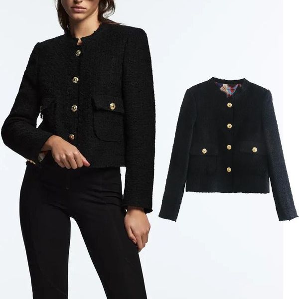 women's jackets women fashion with golden buttons tweed cropped jacket coat vintage causal o neck long sleeve female outerwear chic, Black;brown
women's jackets women fashion with golden buttons tweed cropped jacket coat vintage causal o neck long sleeve female outerwear chic, Black;brown