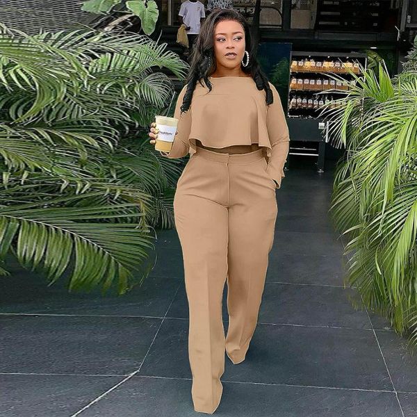 women's two piece pants elegant fashion formal suit clothing cascading ruffle long sleeve crop straight trouser office lady sets, White
women's two piece pants elegant fashion formal suit clothing cascading ruffle long sleeve crop straight trouser office lady sets, White