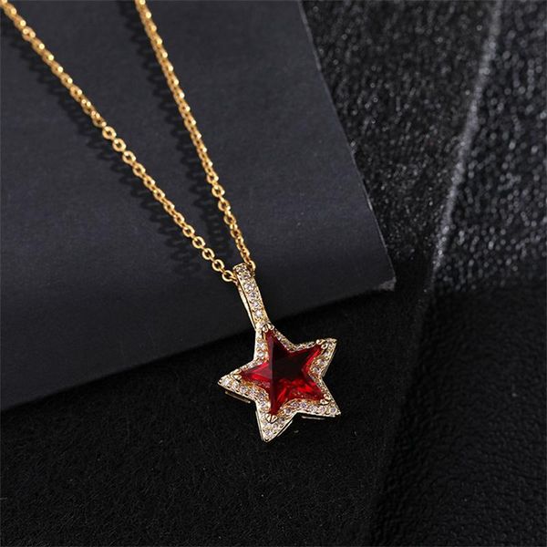 chains fashion personality zircon microscope stars gold-plated pendant accessories women jewelry red pentagram necklace, Silver
chains fashion personality zircon microscope stars gold-plated pendant accessories women jewelry red pentagram necklace, Silver
