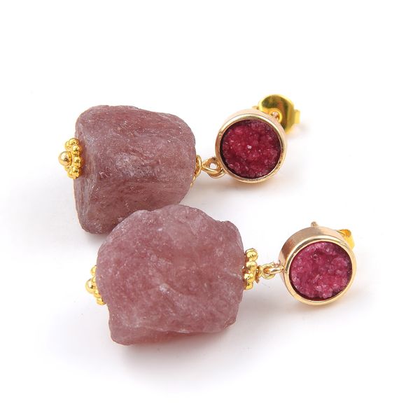 guaiguai jewelry natural strawberry quartzs rhinestone quartz stud gold color plated dangle earrings cute for women, Silver
guaiguai jewelry natural strawberry quartzs rhinestone quartz stud gold color plated dangle earrings cute for women, Silver