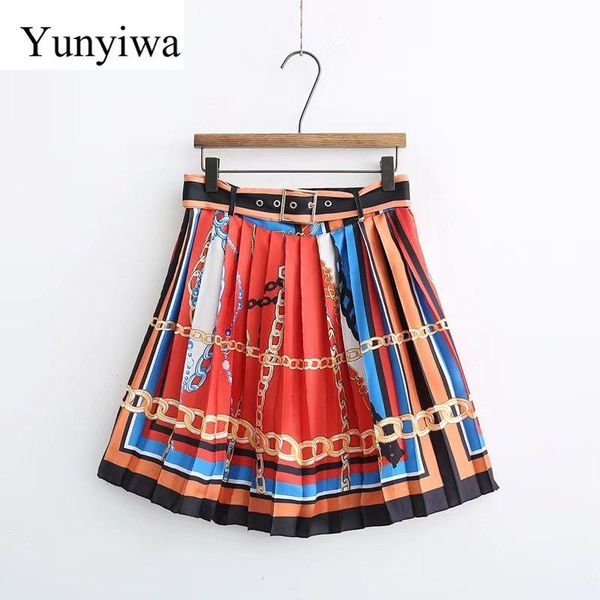 skirts women fashion position chain print england pleated skirt faldas mujer ladies colorful stripe adjustable sashes, Black
skirts women fashion position chain print england pleated skirt faldas mujer ladies colorful stripe adjustable sashes, Black