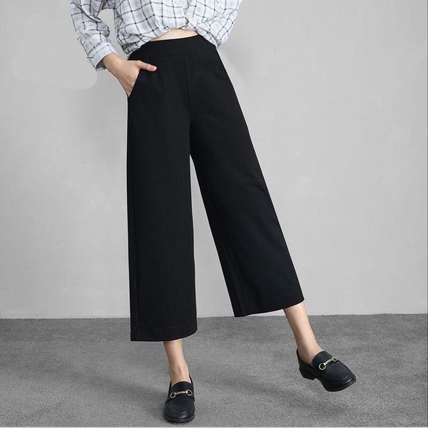 women's pants & capris 2021 women spring solid chiffon wide leg elastic high waist loose ankle-length straight with pocket plus size, Black;white
women's pants & capris 2021 women spring solid chiffon wide leg elastic high waist loose ankle-length straight with pocket plus size, Black;white