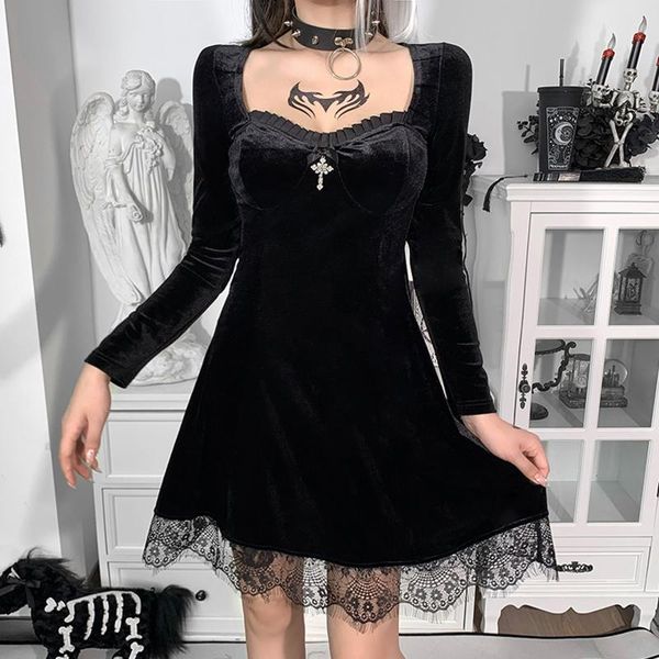 casual dresses women black lace gothic dress long sleeve splice punk party female mesh vestidos mujer #40, Black;gray
casual dresses women black lace gothic dress long sleeve splice punk party female mesh vestidos mujer #40, Black;gray