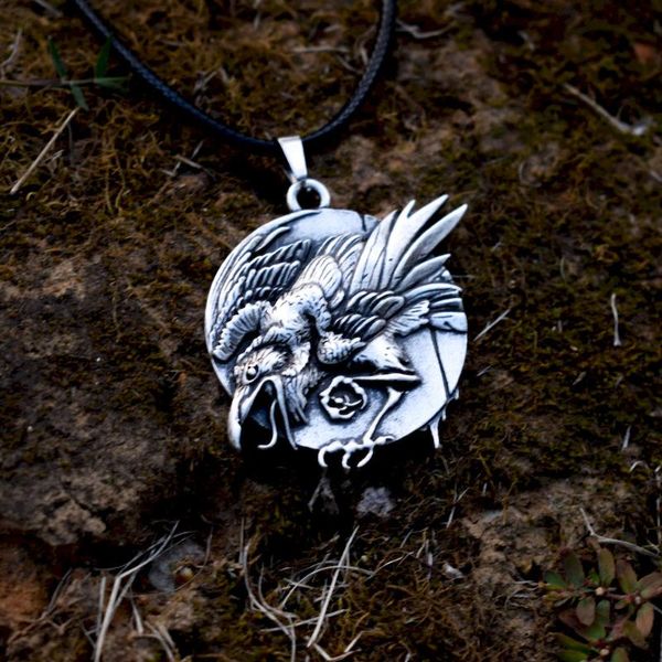 pendant necklaces norse wicca crow raven necklace, Silver