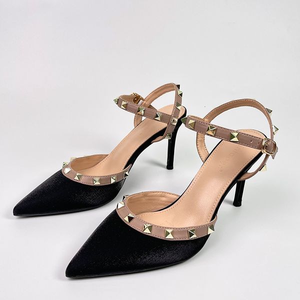 korean version simple personalized stiletto high heels pointed rivet hollowed out one word belt sandals fairy style women's, Black
korean version simple personalized stiletto high heels pointed rivet hollowed out one word belt sandals fairy style women's, Black