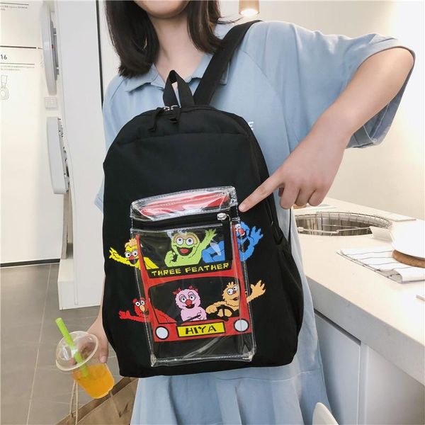 backpack cute cartoon campus transparent printed schoolbag for teen girls hip hop canvas female casual travel
backpack cute cartoon campus transparent printed schoolbag for teen girls hip hop canvas female casual travel