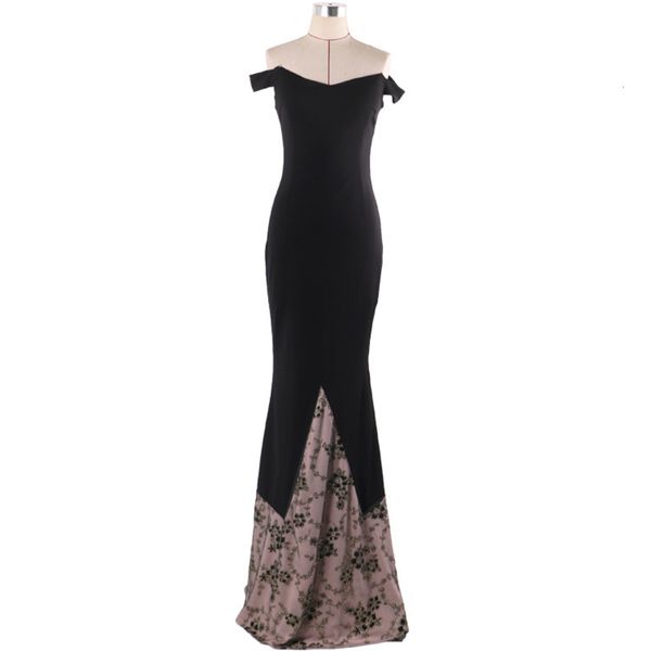 style dress wrapped chest off shoulder gilded floor length women s clothing, Black;gray
style dress wrapped chest off shoulder gilded floor length women s clothing, Black;gray