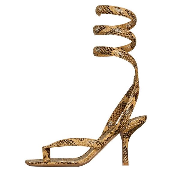 dress shoes spiral snake-effect leather women sandals high heels summer thong sandalias mujer, Black
dress shoes spiral snake-effect leather women sandals high heels summer thong sandalias mujer, Black