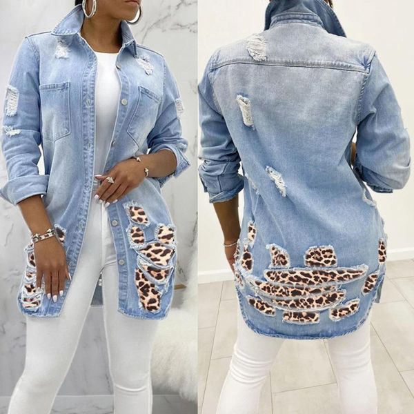 women's jackets cutubly turn-down collar jacket women leopard denim long sleeve distressed coat buttons single breasted casual, Black;brown
women's jackets cutubly turn-down collar jacket women leopard denim long sleeve distressed coat buttons single breasted casual, Black;brown