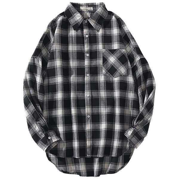 men's casual shirts fashion men plaid shirt long sleeve korean harajuku checkered male 2021 loose lapel printed-button clothing, White;black
men's casual shirts fashion men plaid shirt long sleeve korean harajuku checkered male 2021 loose lapel printed-button clothing, White;black