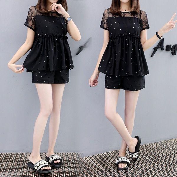 women's t-shirt fat mm large 2021 summer lace fashion suit short sleeve slim shorts wide leg two piece set, White
women's t-shirt fat mm large 2021 summer lace fashion suit short sleeve slim shorts wide leg two piece set, White