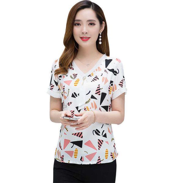 women spring summer style chiffon blouses shirts lady casual short sleeve v-neck printed blusas df2969 210609, White
women spring summer style chiffon blouses shirts lady casual short sleeve v-neck printed blusas df2969 210609, White
