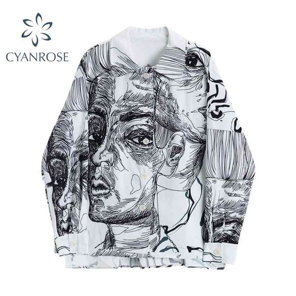 vintage abstract print blouse shirt women long sleeve casual loose oversized blouses female streetwear turn-down collar 210515, White
vintage abstract print blouse shirt women long sleeve casual loose oversized blouses female streetwear turn-down collar 210515, White