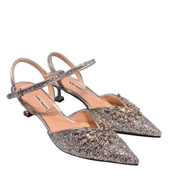 women's formal shoes hand sewn spring and summer 2021 sier beaded baotou pointed high heels thin heel sandal's, Black
women's formal shoes hand sewn spring and summer 2021 sier beaded baotou pointed high heels thin heel sandal's, Black