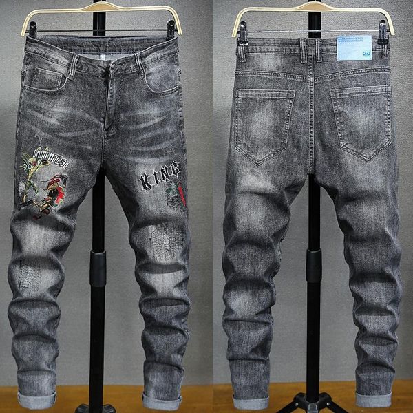 men's jeans 2021 fashion rock men embroidery autumn ripped slim fit trend casual stretch torn pants printed long, Blue
men's jeans 2021 fashion rock men embroidery autumn ripped slim fit trend casual stretch torn pants printed long, Blue