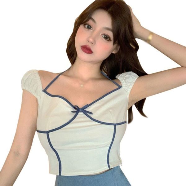women's t-shirt korean style v-neck color matching hanging neck female t-shirts slim strapless short top, White
women's t-shirt korean style v-neck color matching hanging neck female t-shirts slim strapless short top, White