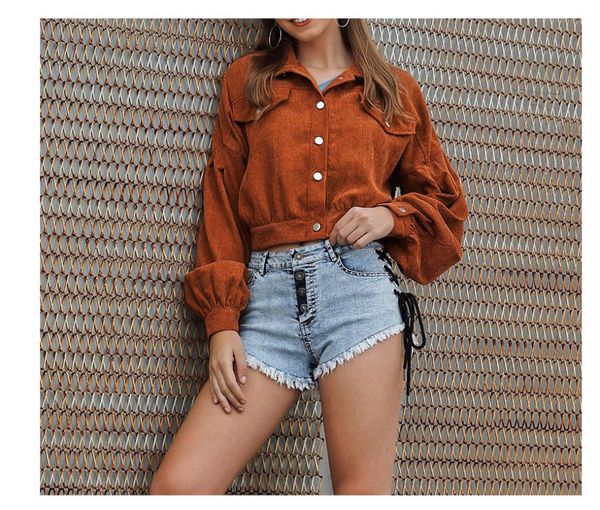 women's jackets women corduroy short jacket button crop coat 2021 autumn winter long sleeve pocket loose lantern solid lapel outwear to, Black;brown
women's jackets women corduroy short jacket button crop coat 2021 autumn winter long sleeve pocket loose lantern solid lapel outwear to, Black;brown